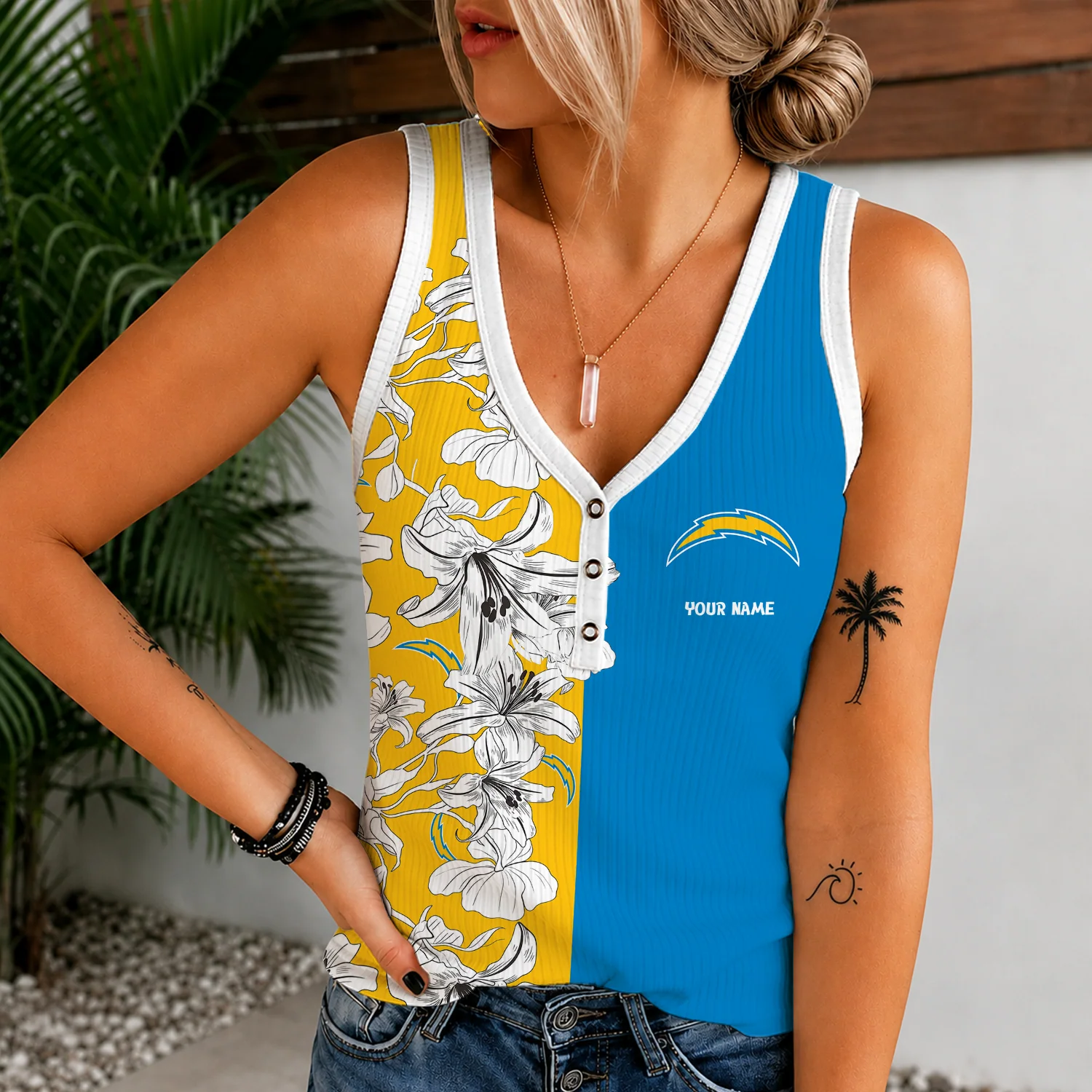 Limited Edition – Customized NFL Los Angeles Chargers Women’s V-Neck Tank Top