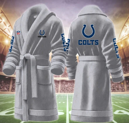 Limited Edition – Customized NFL Indianapolis Colts Multicolor Fleece Bathrobe - Image 4