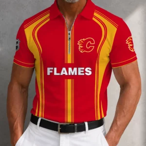 Limited Edition – Customized NHL Calgary Flames Zipper Polo Shirt