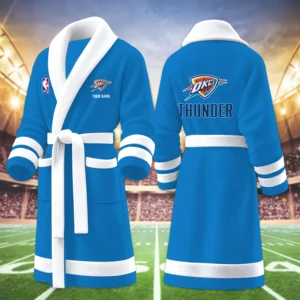 Limited Edition – Customized NBA Oklahoma City Thunder Multicolor Fleece Bathrobe