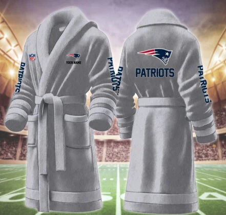 Limited Edition – Customized NFL New England Patriots Multicolor Fleece Bathrobe - Image 4