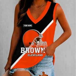 Limited Edition – Customized NFL Cleveland Khakis Women’s V-Neck Tank Top