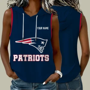 Limited Edition – Customized NFL New England Patriots Women’s Sleeveless Hooded Pocket Tank Top
