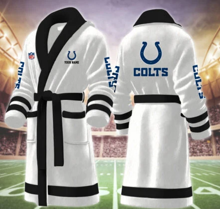 Limited Edition – Customized NFL Indianapolis Colts Multicolor Fleece Bathrobe - Image 8