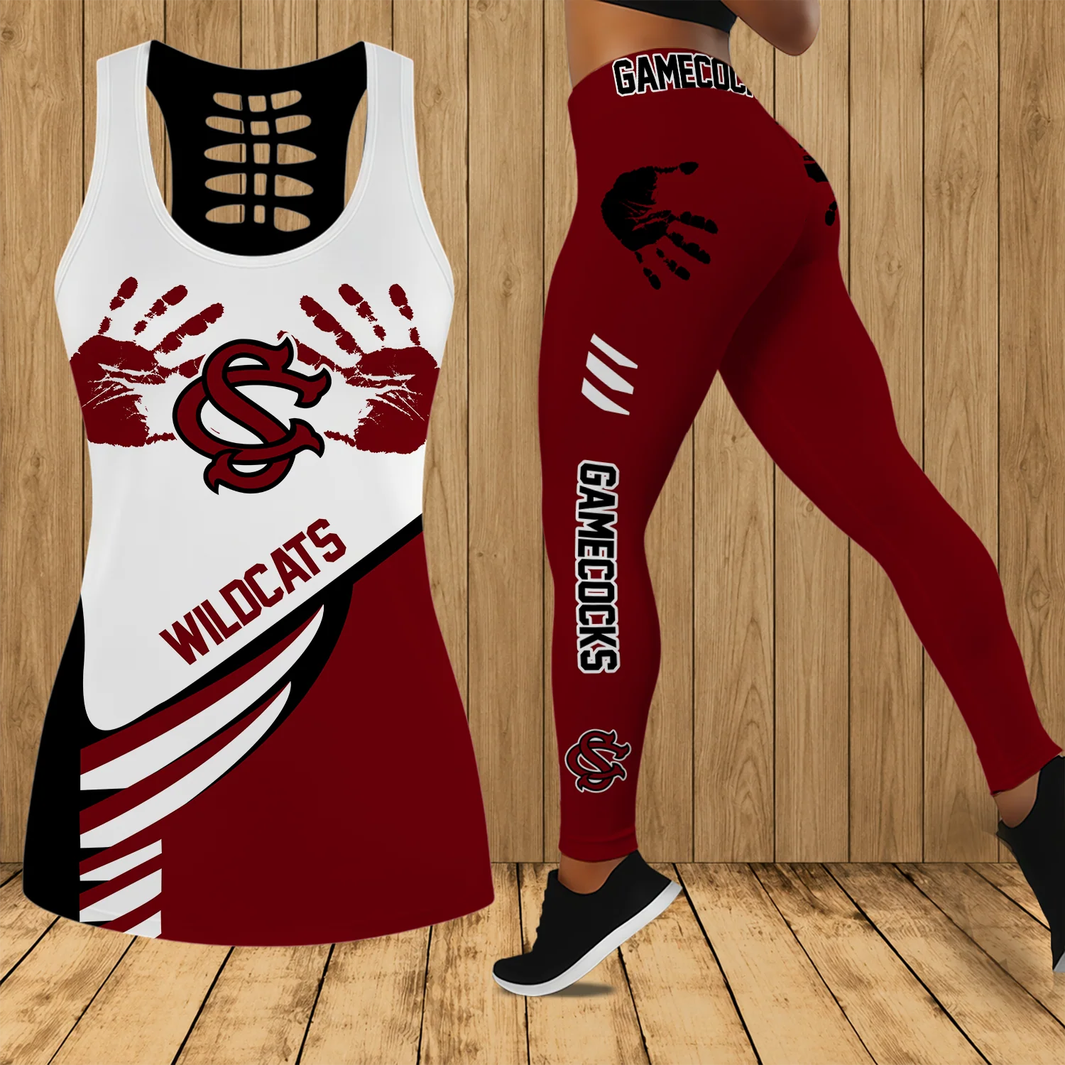 Limited Edition – Customized NCAA South Carolina Gamecocks Hollow Tank Top & Leggings Set