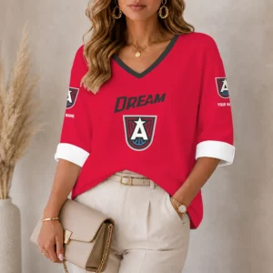 Limited Edition – Customized WNBA Atlanta Dream Women’s Heart V-Neck Long Sleeve Shirt