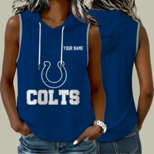 Limited Edition – Customized NFL Indianapolis Colts Women’s Sleeveless Hooded Pocket Tank Top