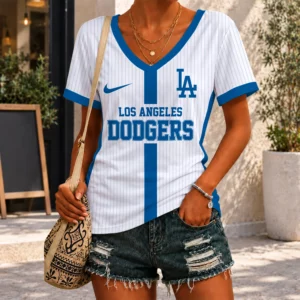 Limited Edition – Customized MLB Los Angeles Dodgers V-Neck Female Shirt