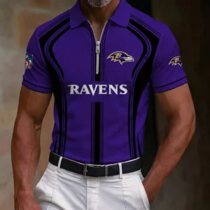 Limited Edition – Customized NFL Baltimore Ravens Zip Polo Shirt
