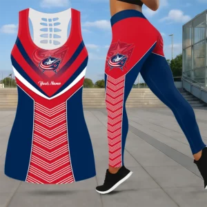 Limited Edition – Customized NHL Columbus Blue Jackets Leggings & Hollow Tank Top Set