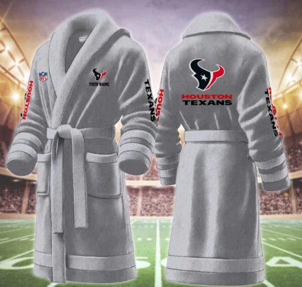 Limited Edition – Customized NFL Houston Texans Multicolor Fleece Bathrobe - Image 4