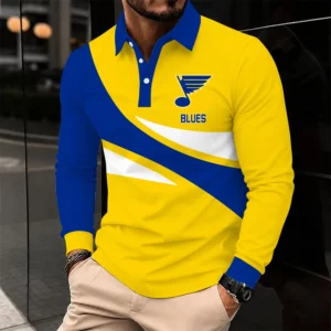 Limited Edition – Customized NHL St. Louis Blues Men Long Sleeve Polo Shirt