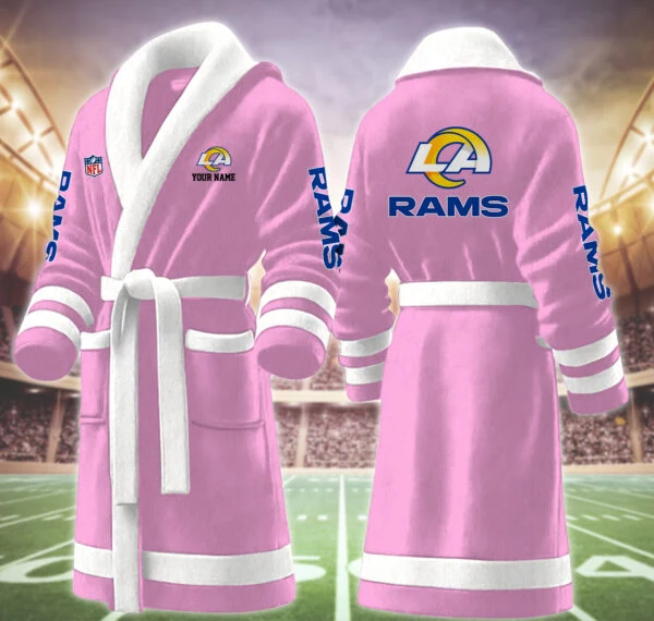 Limited Edition – Customized NFL Los Angeles Rams Multicolor Fleece Bathrobe - Image 6