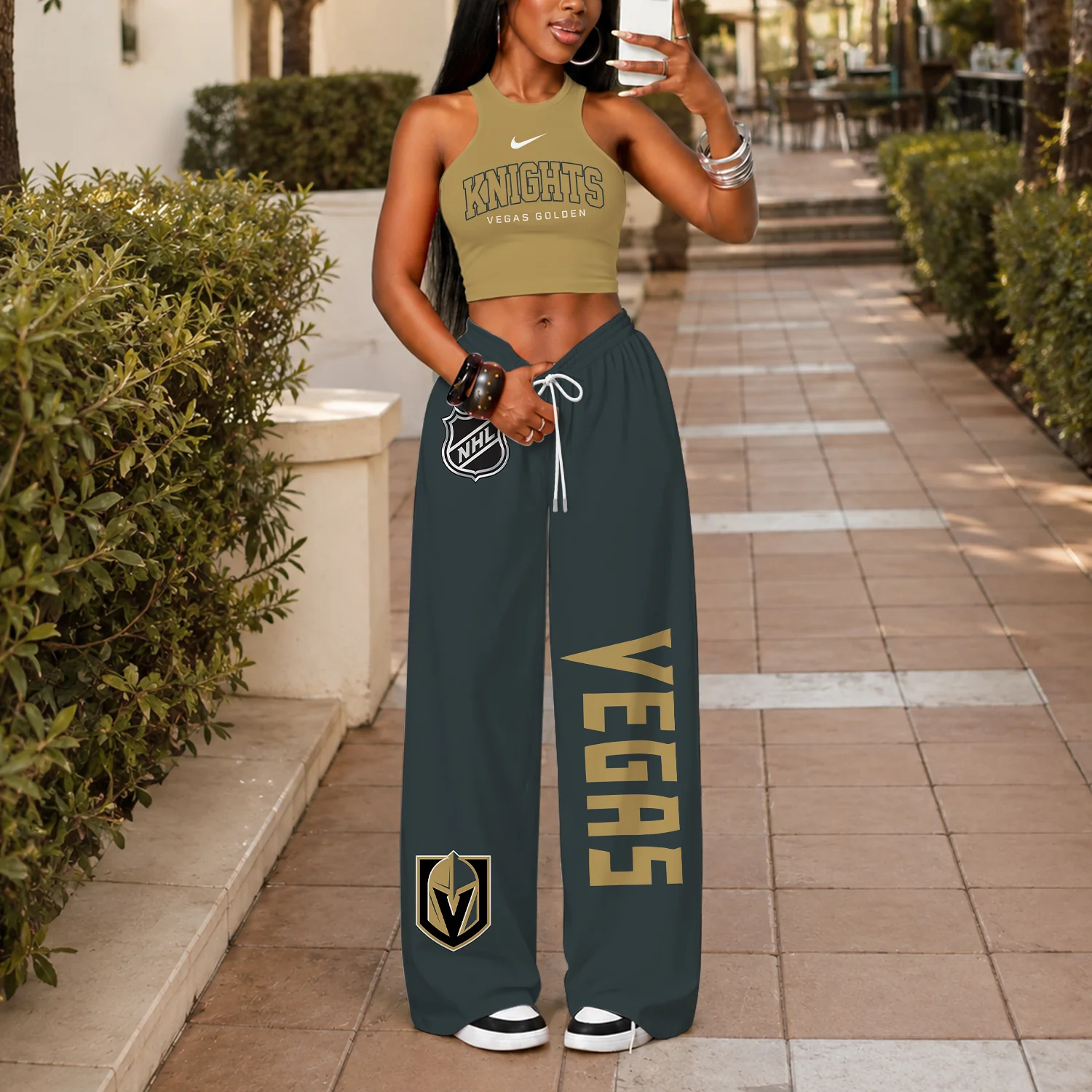Limited Edition – Customized NHL Vegas Golden Knights Women’s Crop Top & Long Pants Set