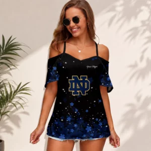 Limited Edition – Customized NCAA Notre Dame Fighting Irish Women’s Strappy Off-Shoulder Top