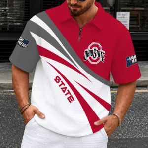 Limited Edition – Customized NCAA Ohio State Buckeyes Quarter-Zip Polo Shirt