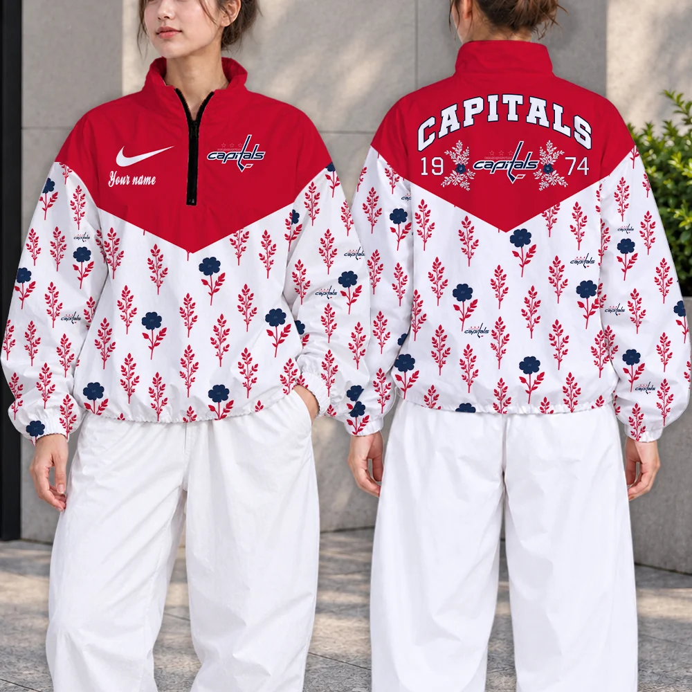 Limited Edition – Customized NHL Washington Capitals V-Neck Zipper Sweatshirt Jacket