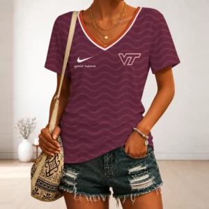 Limited Edition – Customized NCAA Virginia Tech Hokies V-Neck Female Shirt