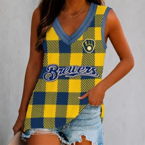 Limited Edition – Customized MLB Milwaukee Brewers Women’s V-Neck Tank Top