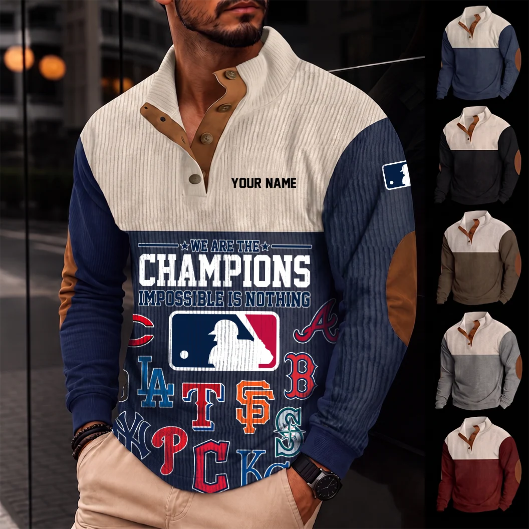 Limited Edition – Customized MLB All Teams Button Sweatshirts Stand Collar