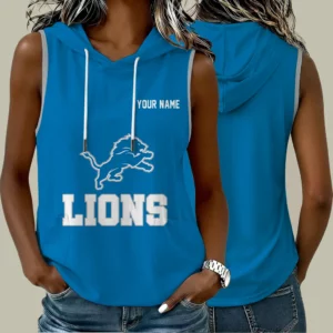 Limited Edition – Customized NFL Detroit Lions Women’s Sleeveless Hooded Pocket Tank Top