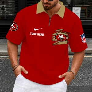 Limited Edition – Customized NFL San Francisco 49Ers Quarter-Zip Polo Shirt