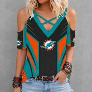 Limited Edition – Customized NFL Miami Dolphins Criss Cross V-Neck Top