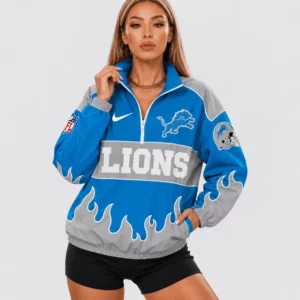 Limited Edition – Customized NFL Detroit Lions V-Neck Zipper Sweatshirt Jacket