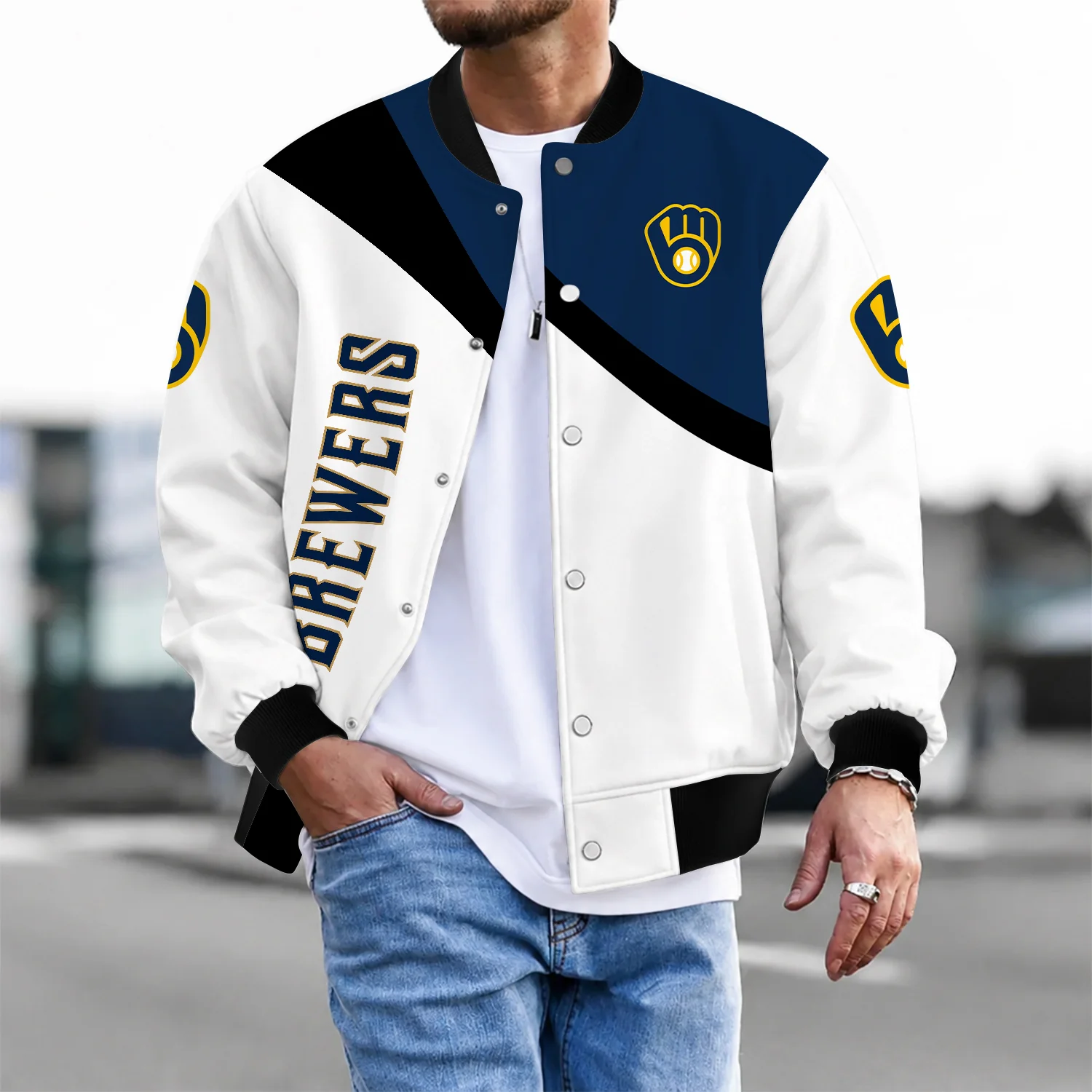 Limited Edition – Customized MLB Milwaukee Brewers Satin Varsity & Baseball Jacket