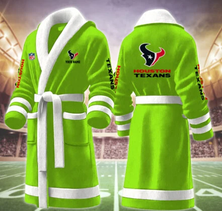Limited Edition – Customized NFL Houston Texans Multicolor Fleece Bathrobe - Image 3