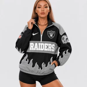 Limited Edition – Customized NFL Las Vegas Raiders V-Neck Zipper Sweatshirt Jacket