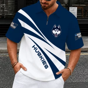 Limited Edition – Customized NCAA Uconn Huskies Quarter-Zip Polo Shirt