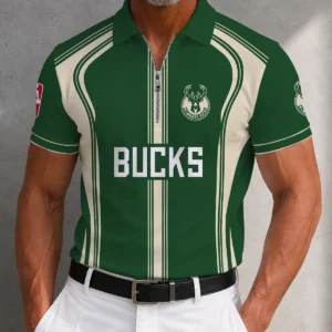 Limited Edition – Customized NBA Milwaukee Bucks Zip Polo Shirt