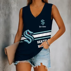 Limited Edition – Customized NHL Seattle Kraken Women’s V-Neck Tank Top