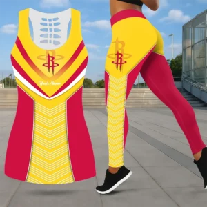 Limited Edition – Customized NBA Houston Rockets Leggings & Hollow Tank Top Set