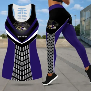 Limited Edition – Customized NFL Baltimore Ravens Leggings & Hollow Tank Top Set