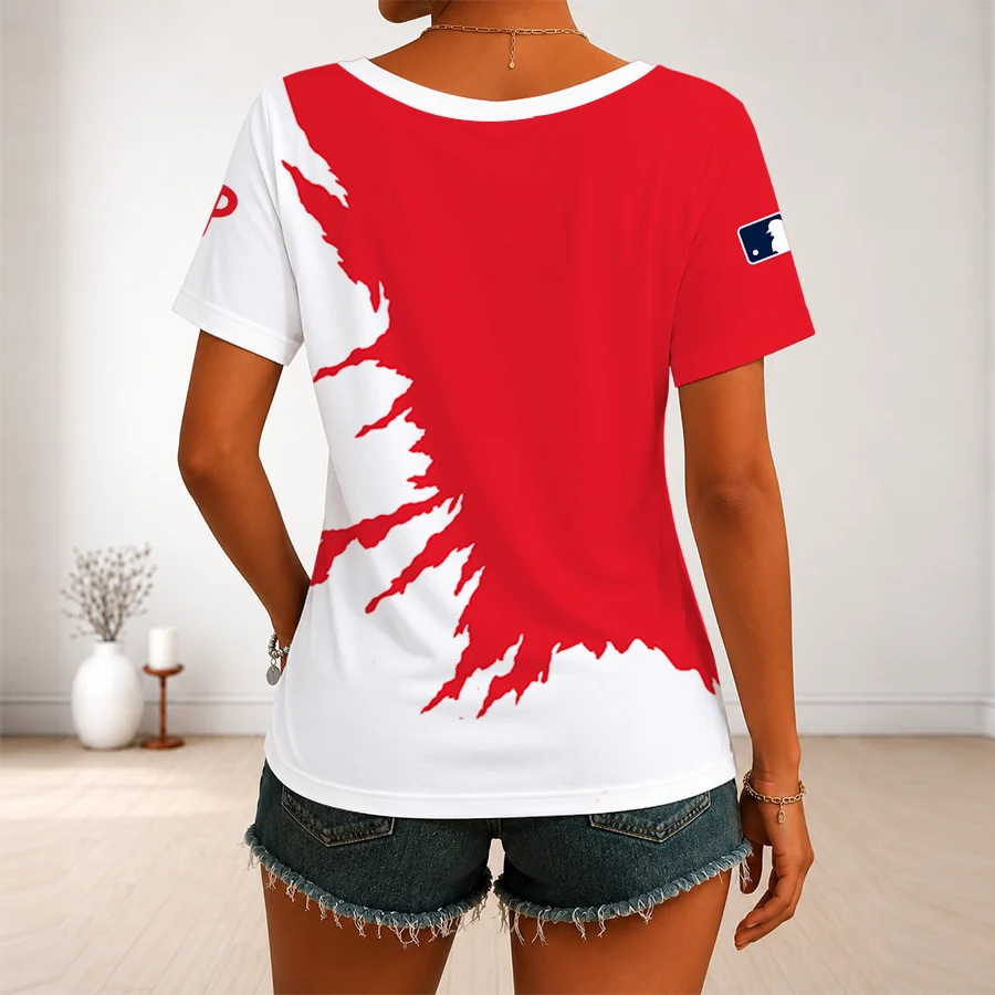 Limited Edition – Customized MLB Philadelphia Phillies V-Neck Female Shirt - Image 2