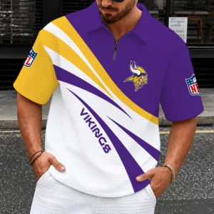 Limited Edition – Customized NFL Minnesota Vikings Quarter-Zip Polo Shirt