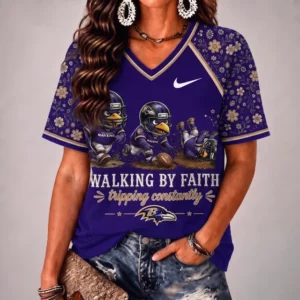 Limited Edition – Customized NFL Baltimore Ravens V-Neck Female Shirt
