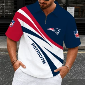Limited Edition – Customized NFL New England Patriots Quarter-Zip Polo Shirt