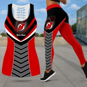 Limited Edition – Customized NHL New Jersey Devils Leggings & Hollow Tank Top Set