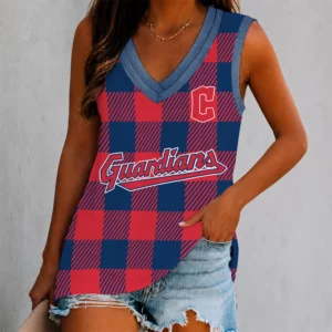 Limited Edition – Customized MLB Cleveland Guardians Women’s V-Neck Tank Top