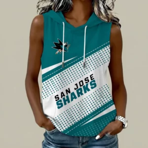 Limited Edition – Customized NHL San Jose Sharks Women’s Sleeveless Hooded Pocket Tank Top