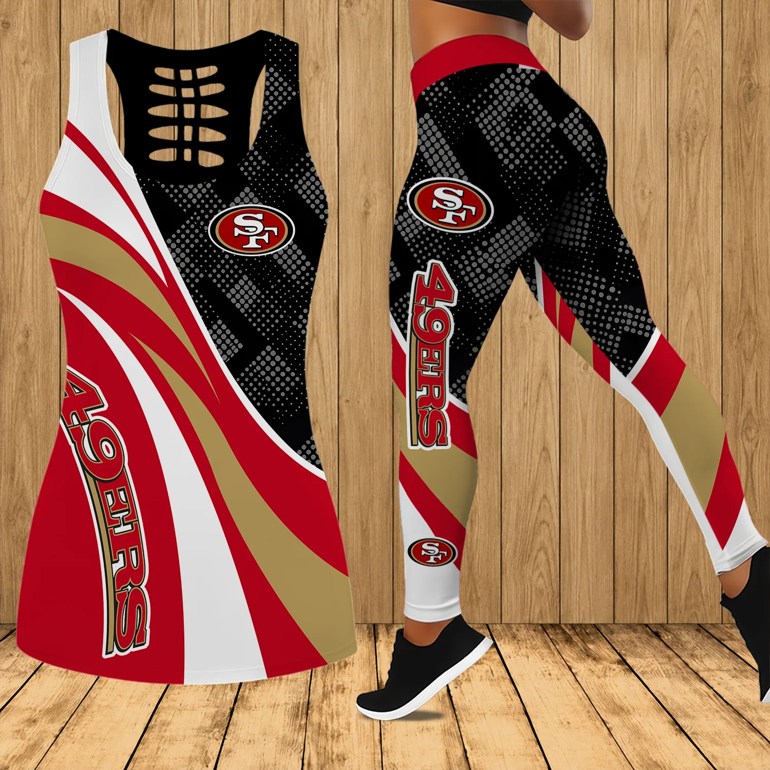 Limited Edition – Customized NFL San Francisco 49Ers Hollow Tank Top & Leggings Set