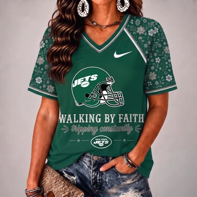 Limited Edition – Customized NFL New York Jets V-Neck Female Shirt