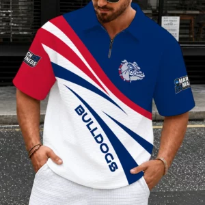 Limited Edition – Customized NCAA Gonzaga Bulldogs Quarter-Zip Polo Shirt