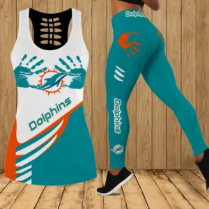 Limited Edition – Customized NFL Miami Dolphins Hollow Tank Top & Leggings Set