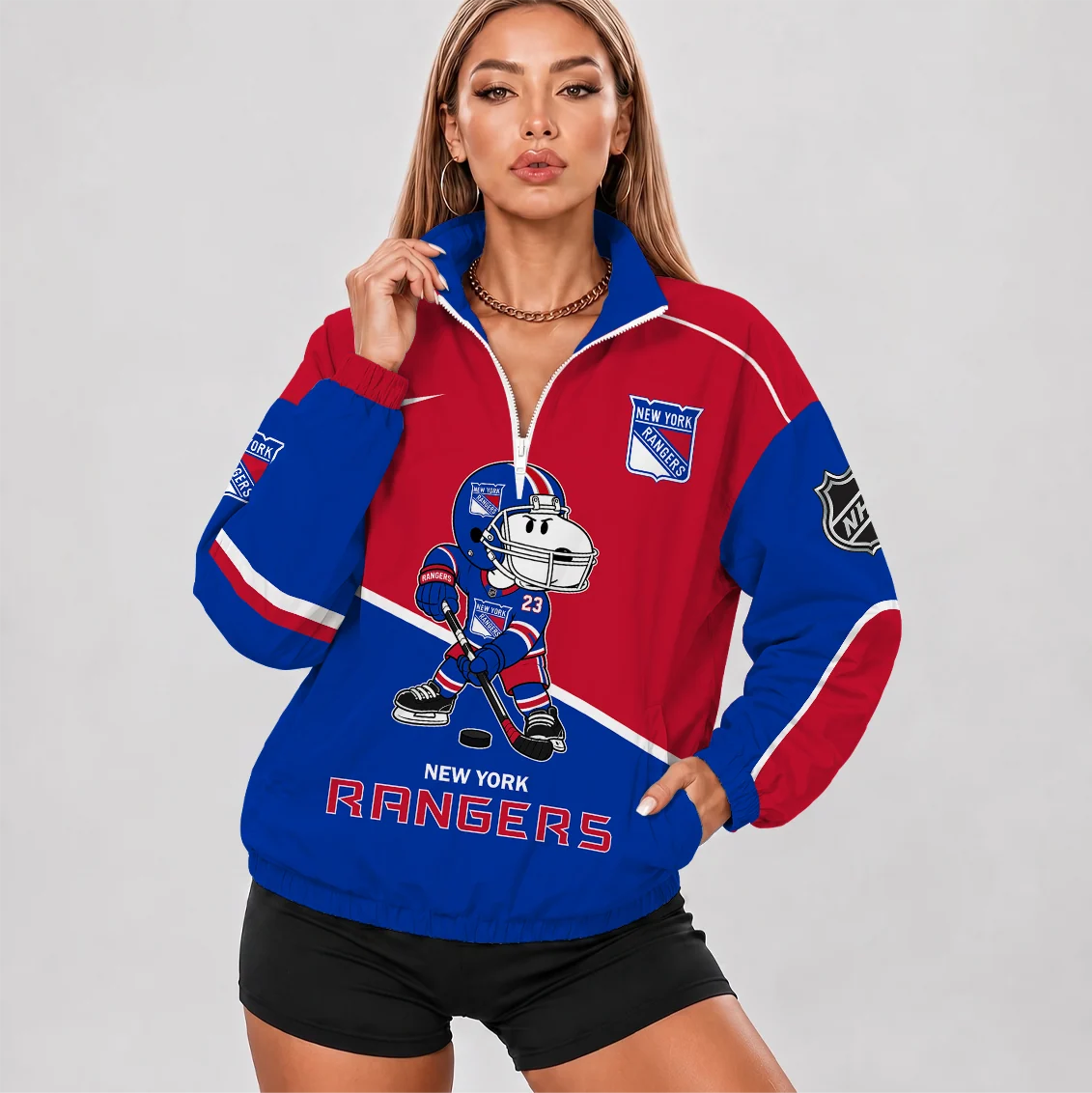 Limited Edition – Customized NHL New York Rangers V-Neck Zipper Sweatshirt Jacket