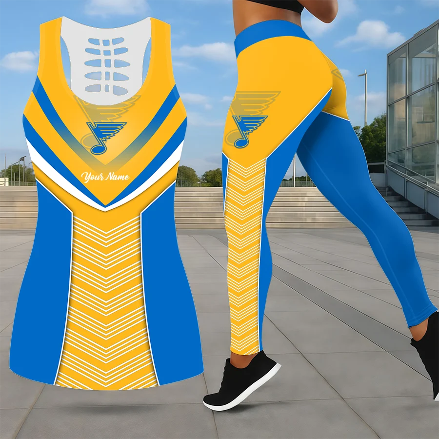 Limited Edition – Customized NHL St. Louis Blues Leggings & Hollow Tank Top Set