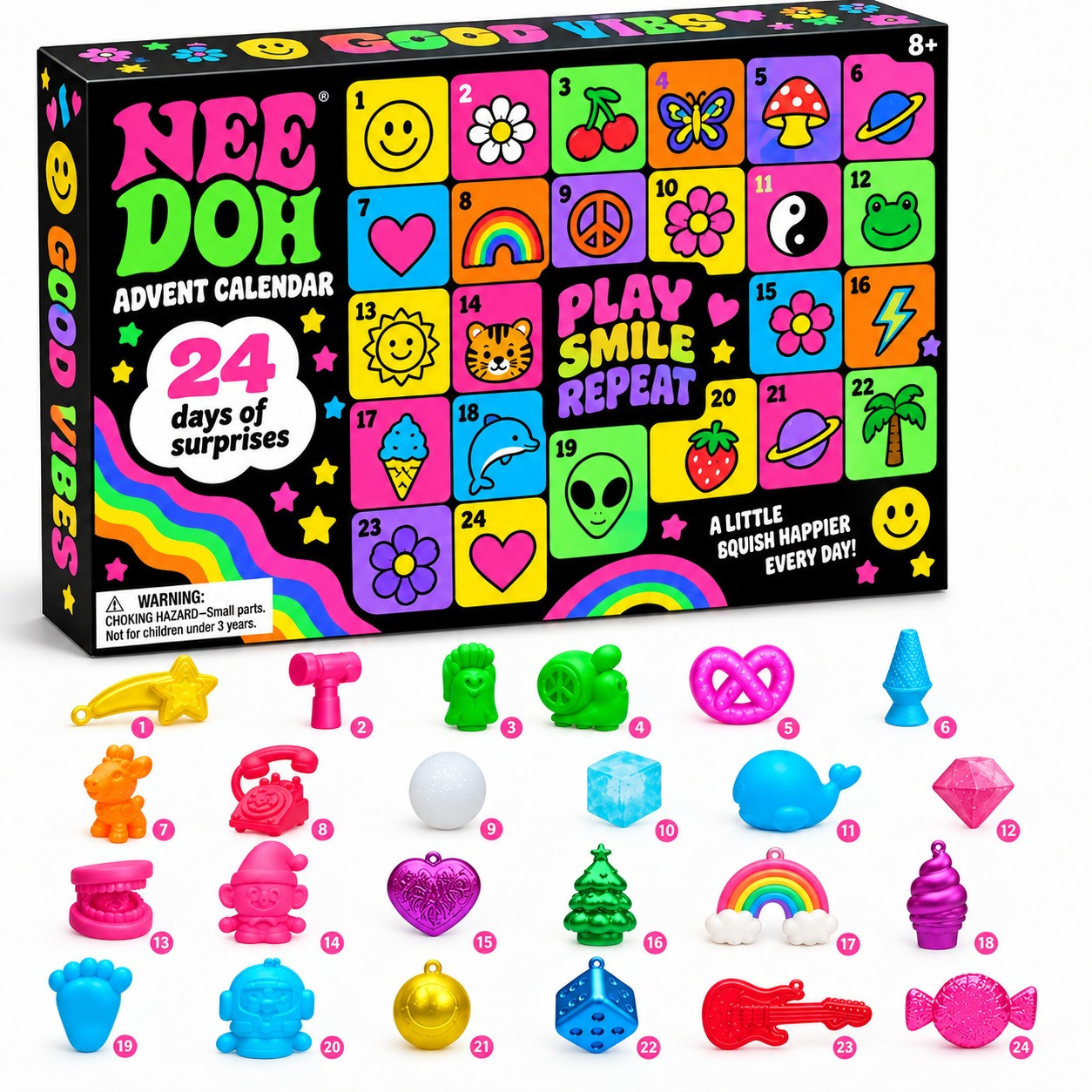 Schylling NeeDoh 2026 Advent Calendar 24 Days Of Surprises Christmas Countdown